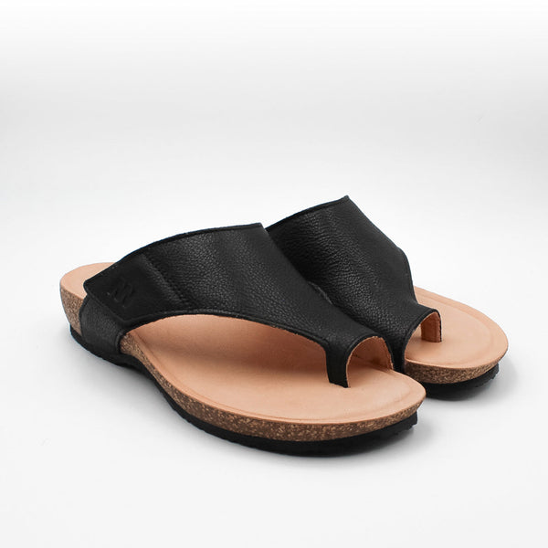 MN-Latina Zehensandalen Damen Leder Schwarz