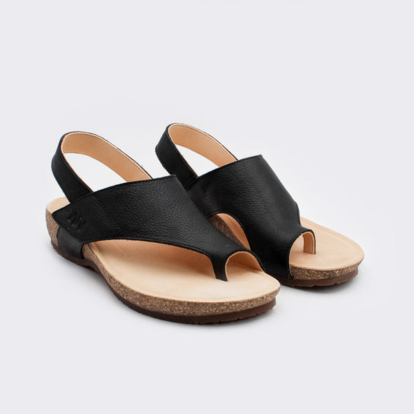 MN-Luna Plus Zehensandalen Damen Leder Schwarz, Ansicht 5