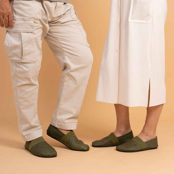 MN-Apache Barfußschuhe Damen und Herren Leder Khaki