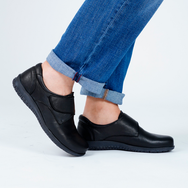 MN-Limon Komfortschuhe Damen und Herren Leder Schwarz
