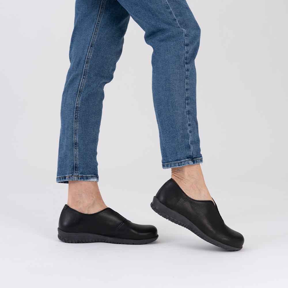 Black slip on comfort shoes on sale