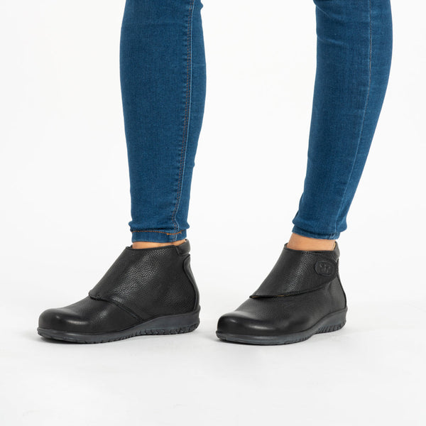 MN-Leonor Komfortstiefeletten Damen Leder Schwarz