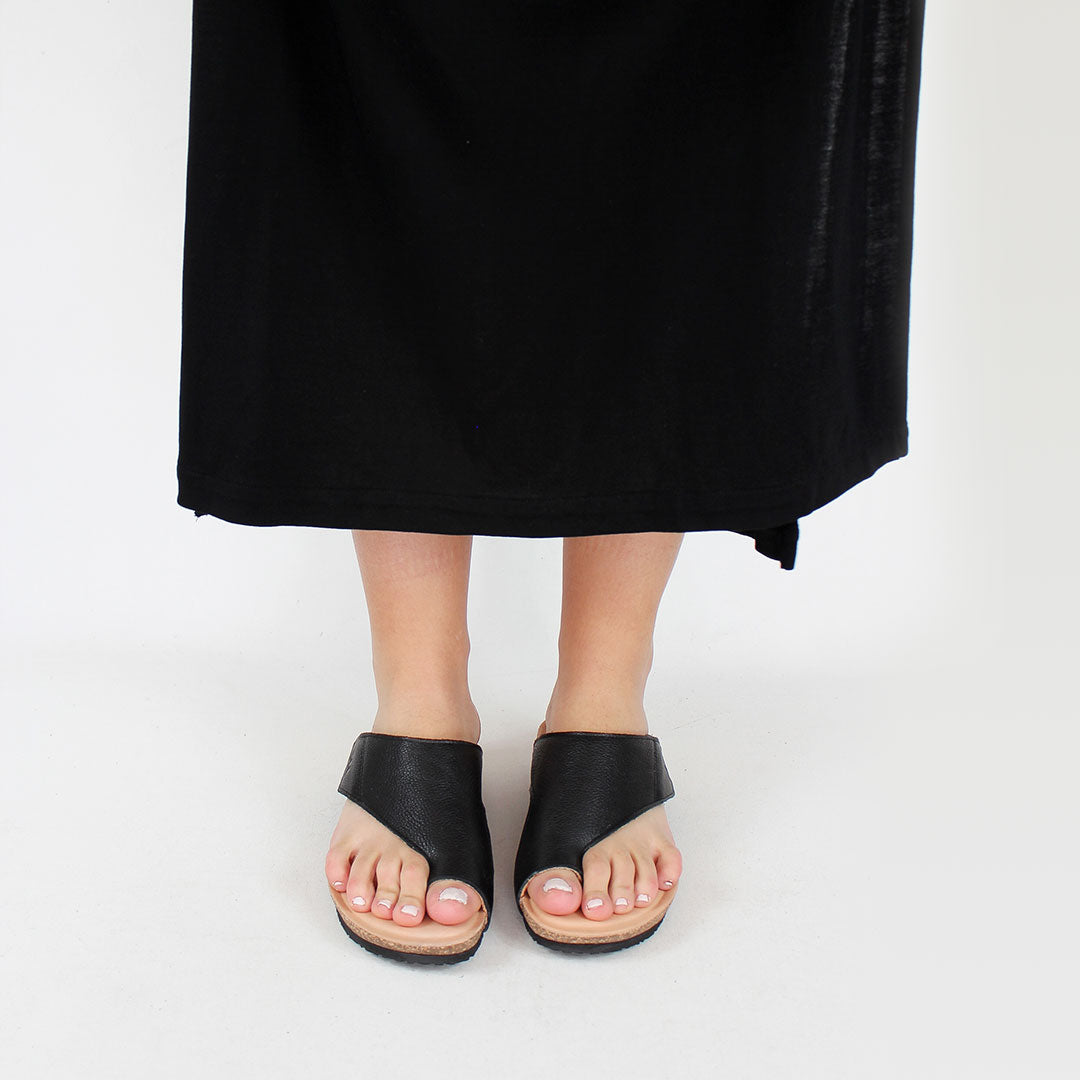MN-Latina Zehensandalen Damen Leder Schwarz