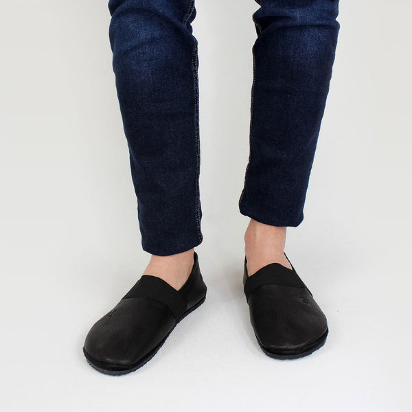 MN-Apache Barfußschuhe Damen und Herren Leder Schwarz