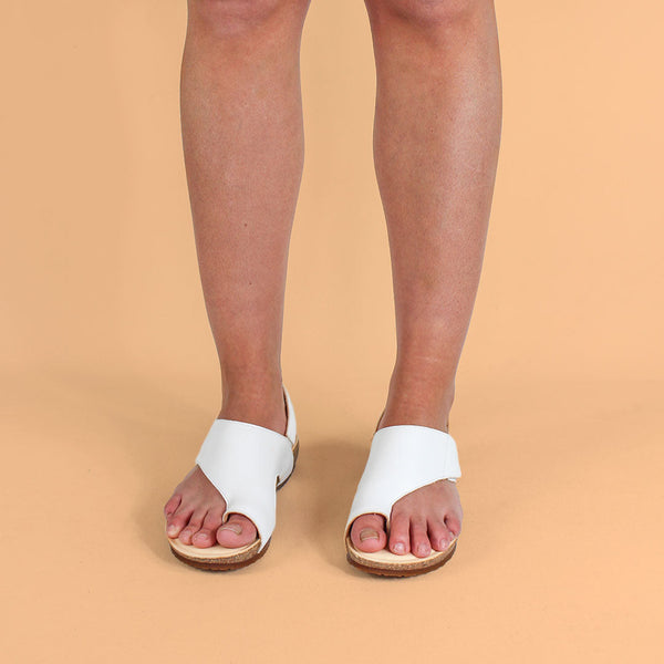 MN-Luna Zehensandalen Damen Leder Weiß