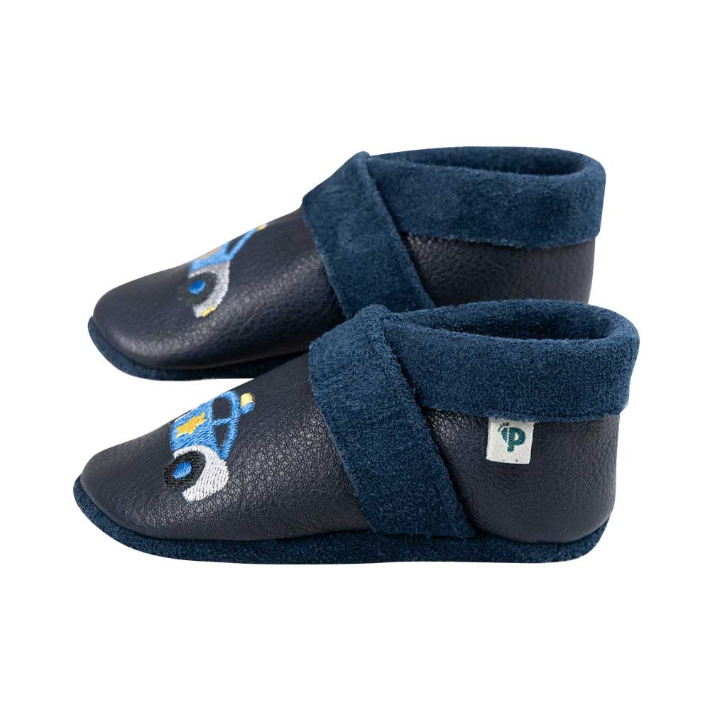 Pantolinos Polizeiauto: Krabbelschuhe Baby aus Naturleder