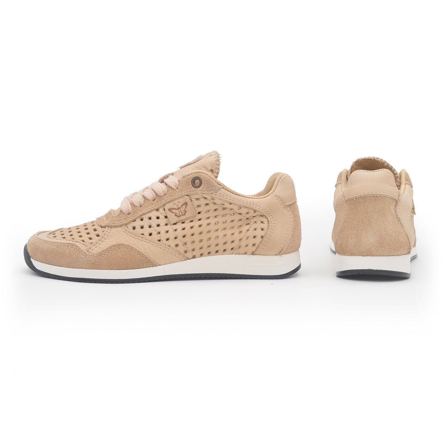 Sneaker aus ökologischem Leder in Beige.